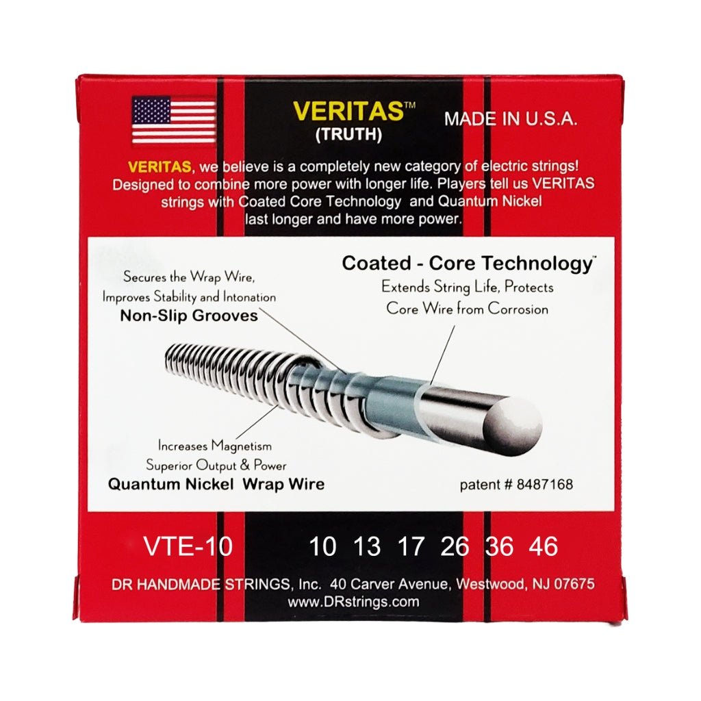 DR Veritas Coated Core Technology Electric Guitar Strings - Medium 10-46 Guitar Strings Sky Music