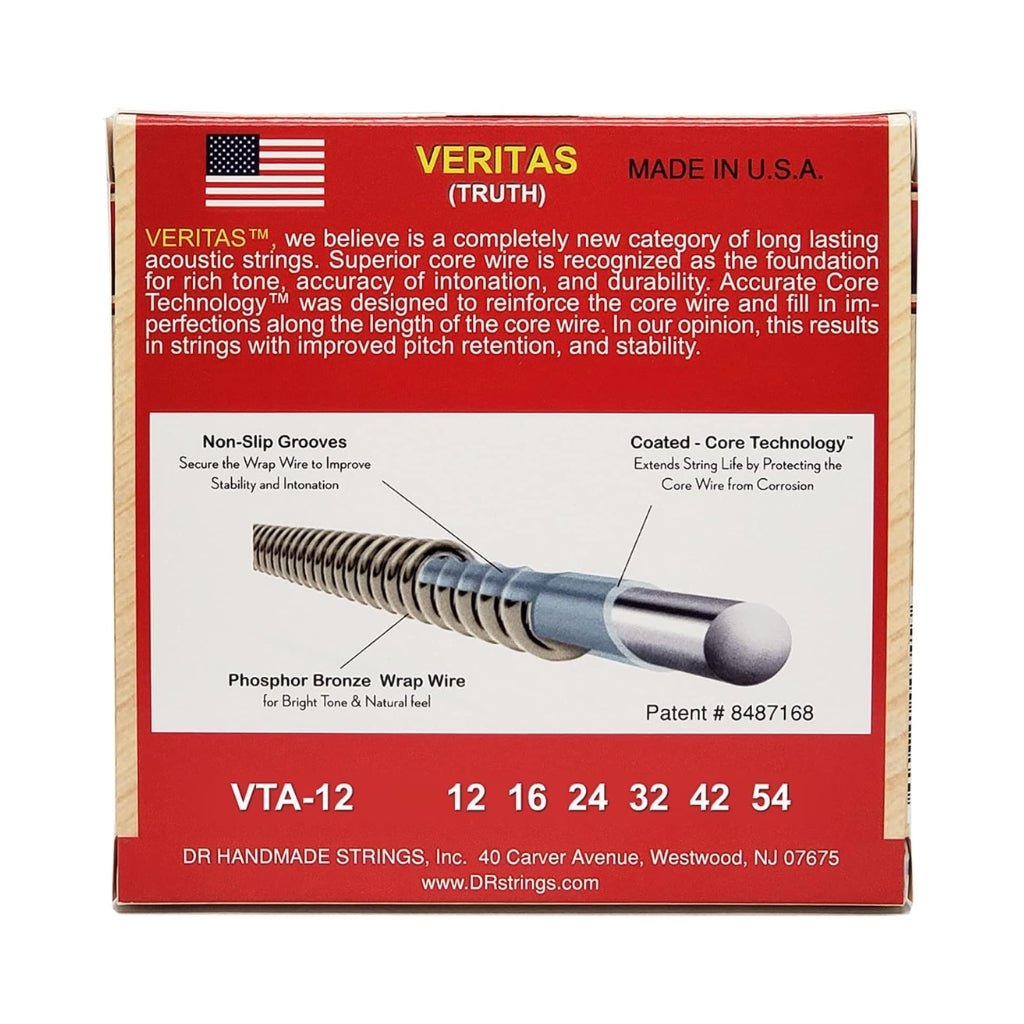 DR Veritas Phosphor Bronze Acoustic Guitar Strings - 3-Pack Light 12-54 Guitar Strings Sky Music
