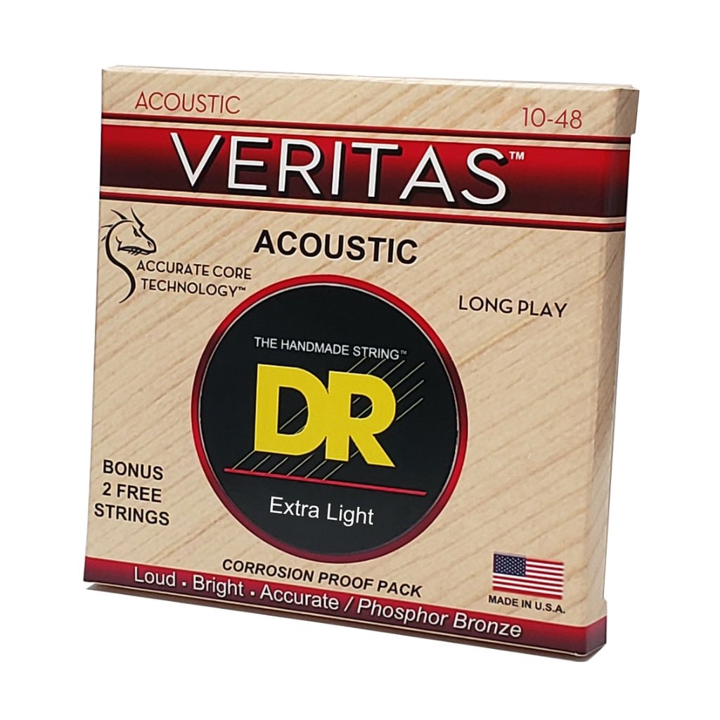 DR Veritas Phosphor Bronze Acoustic Guitar Strings - Extra Light 10-48 Guitar Strings Sky Music