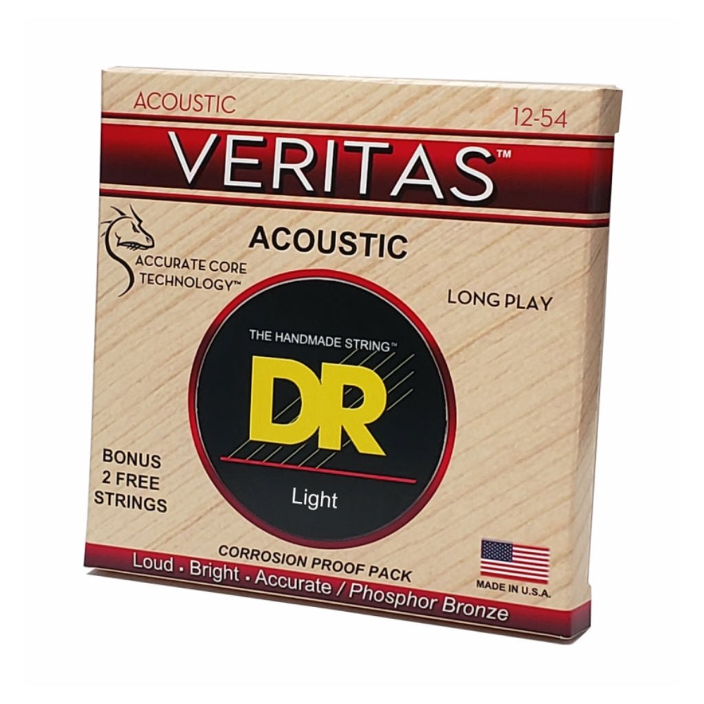 DR Veritas Phosphor Bronze Acoustic Guitar Strings - Light 12-54 Guitar Strings Sky Music