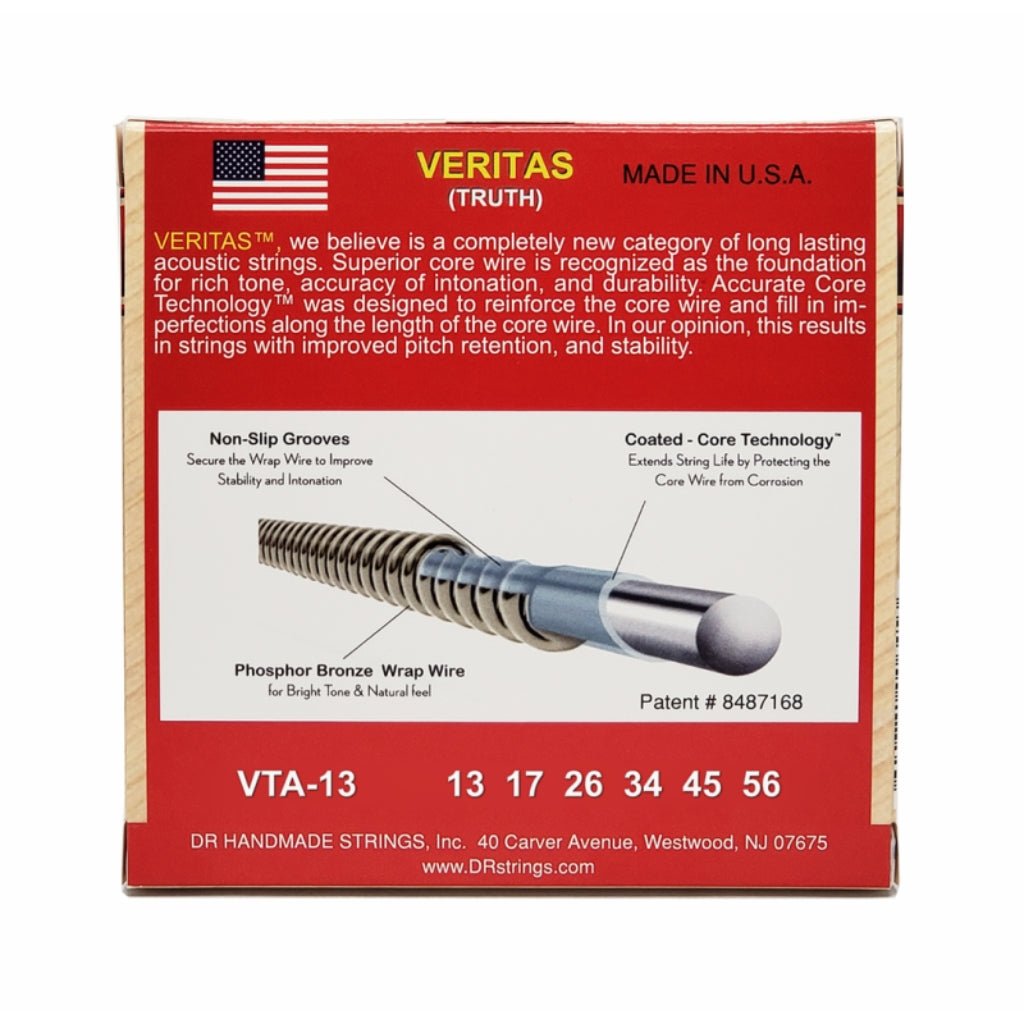DR Veritas Phosphor Bronze Acoustic Guitar Strings - Medium 13-56 Guitar Strings Sky Music
