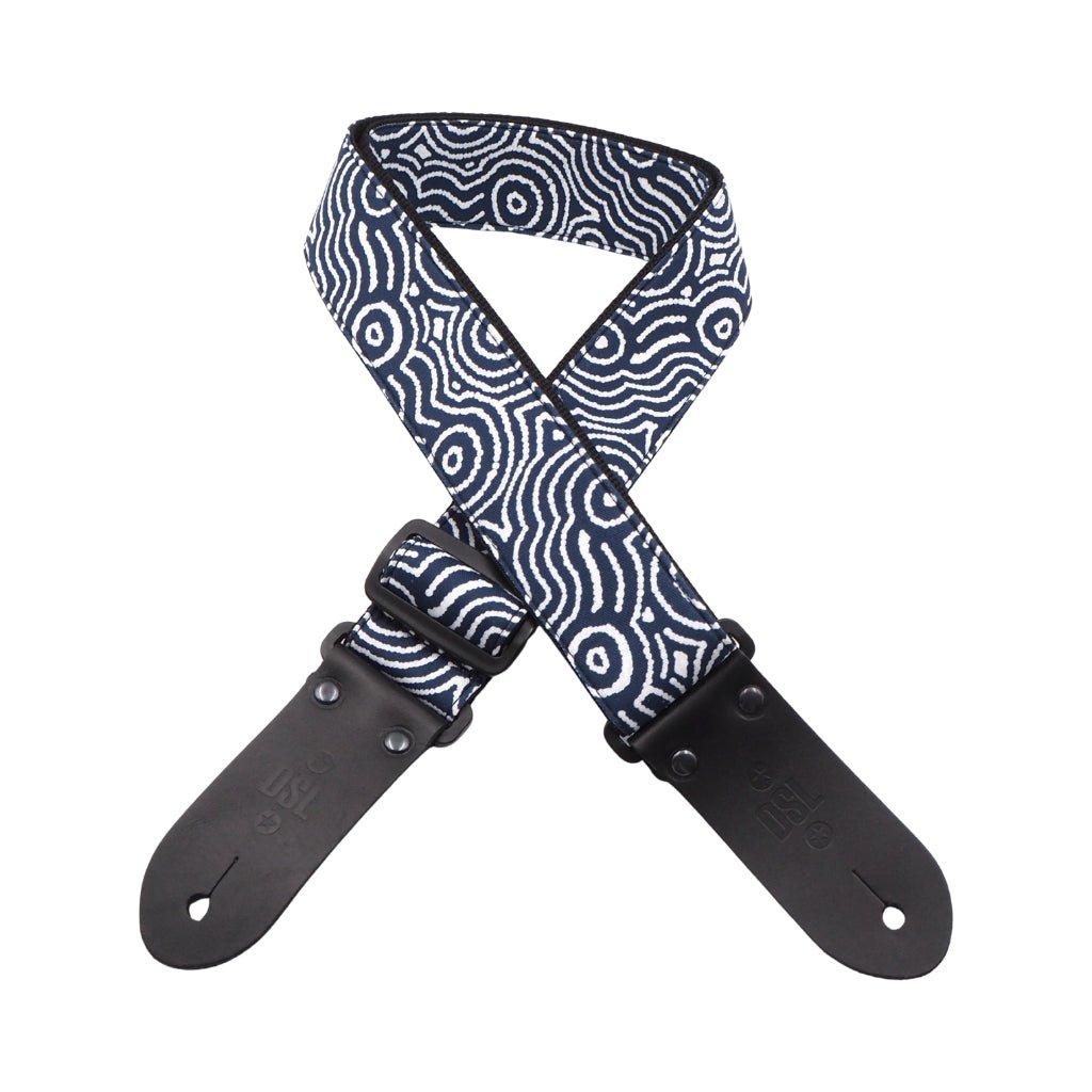 DSL 2" Indigenous Handmade Fabric Guitar Strap - Blue Dreaming Guitar Straps Sky Music