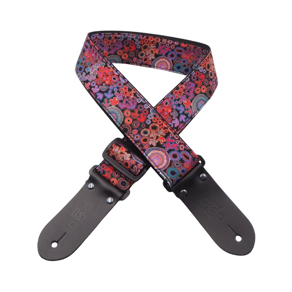 DSL 2" Indigenous Handmade Fabric Guitar Strap - Emu Dreaming Guitar Straps Sky Music