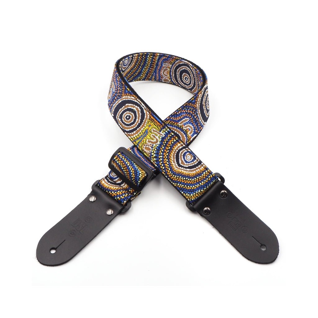 DSL 2" Indigenous Handmade Fabric Guitar Strap - Mina Mina Dreaming Guitar Straps Sky Music