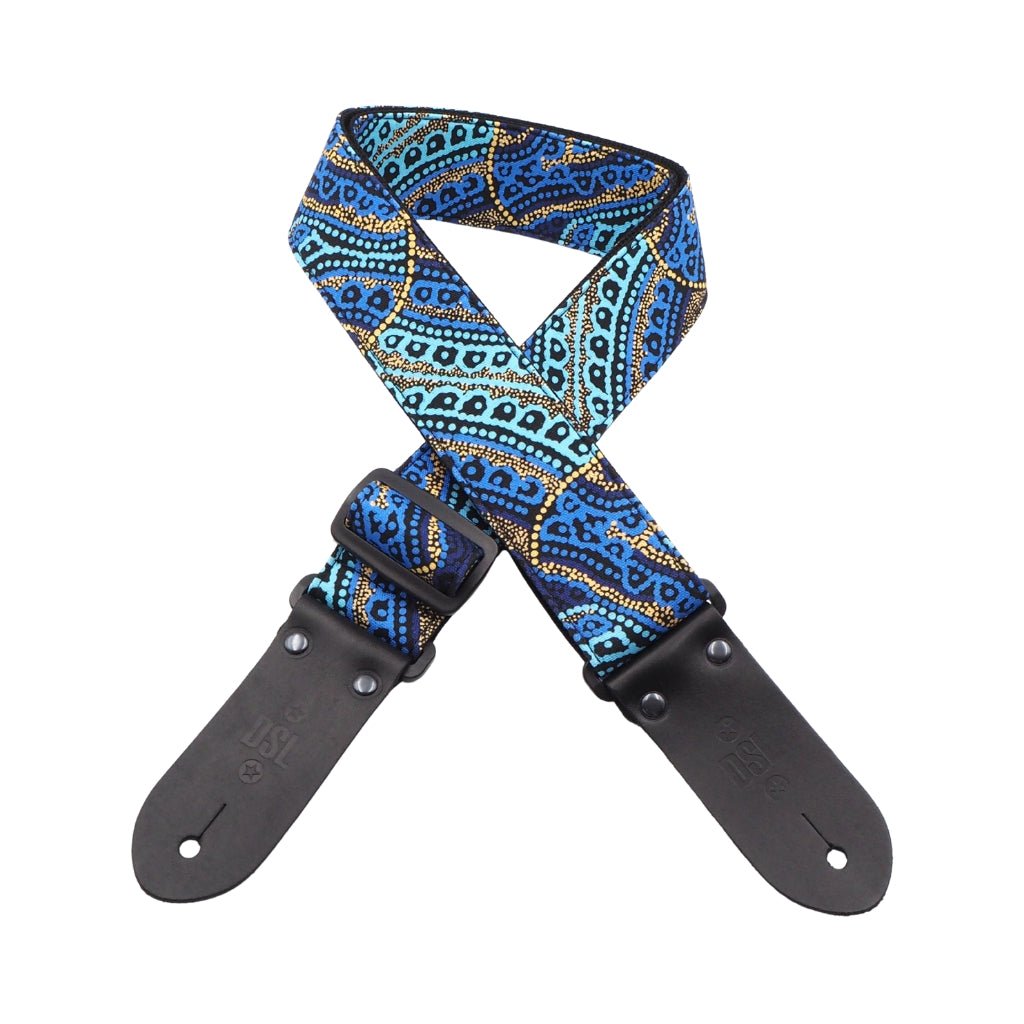 DSL 2" Indigenous Handmade Fabric Guitar Strap - Snakevine Dreaming Guitar Straps Sky Music