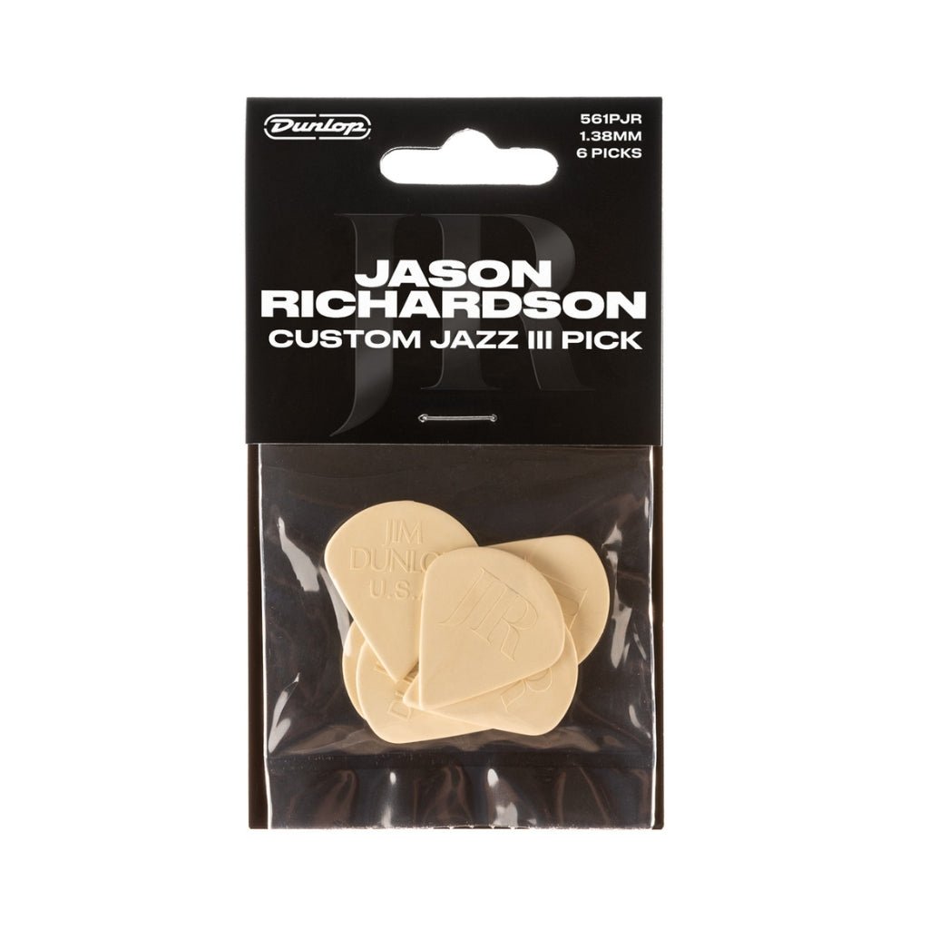 Dunlop 1.38mm Jason Richardson Custom Jazz III Guitar Pick - Cream, 6pack Guitar Picks Sky Music