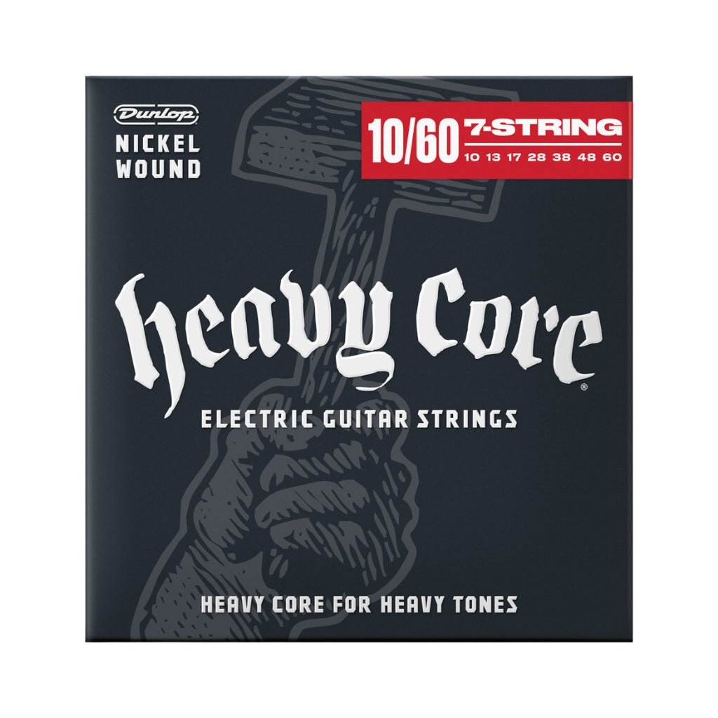 Dunlop Heavy Core Nickel Wound 7-String Heavy 10-60 Electric Guitar Strings Fretted Instrument Strings Sky Music