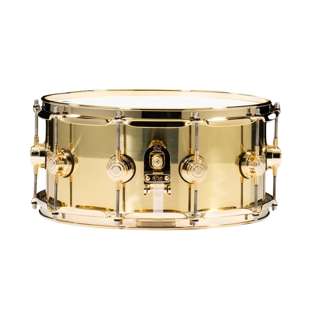 DW Collectors Series 14x6.5 Bell Brass Snare Drum w/Gold Hardware - DRVN6514SPG Snare Drums Sky Music