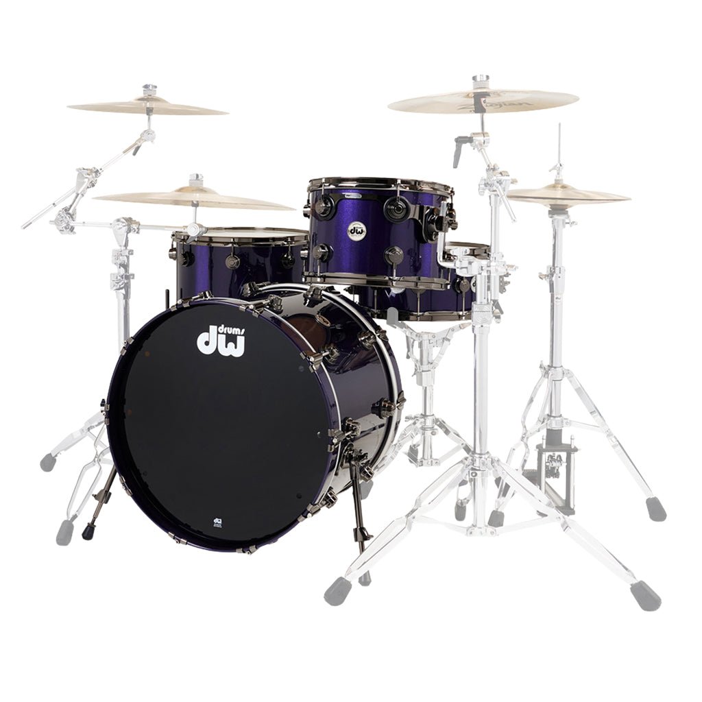 DW Collector's Series PurpleCore Maple 4-Piece Shell Pack - Ultraviolet Metallic with Black Nickel Hardware Acoustic Drums Sky Music