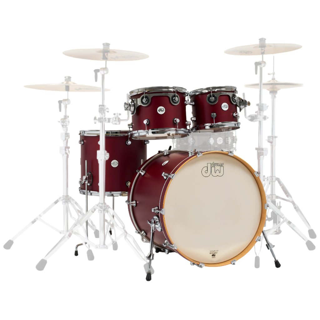 DW Design 4-Piece Shell Pack - Satin Deep Cherry Acoustic Drums Sky Music