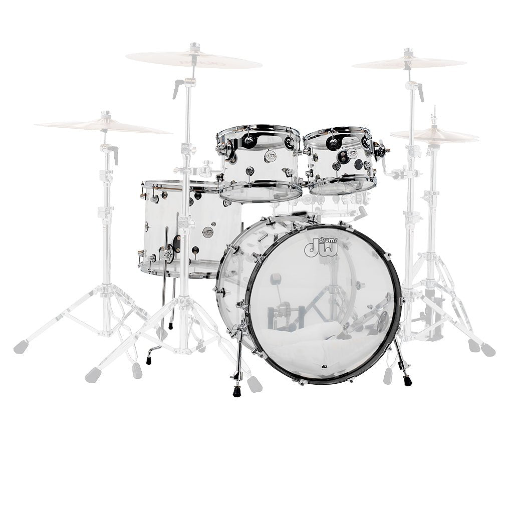 DW Design Series 4-Piece Acrylic Shell Pack Acoustic Drums Sky Music