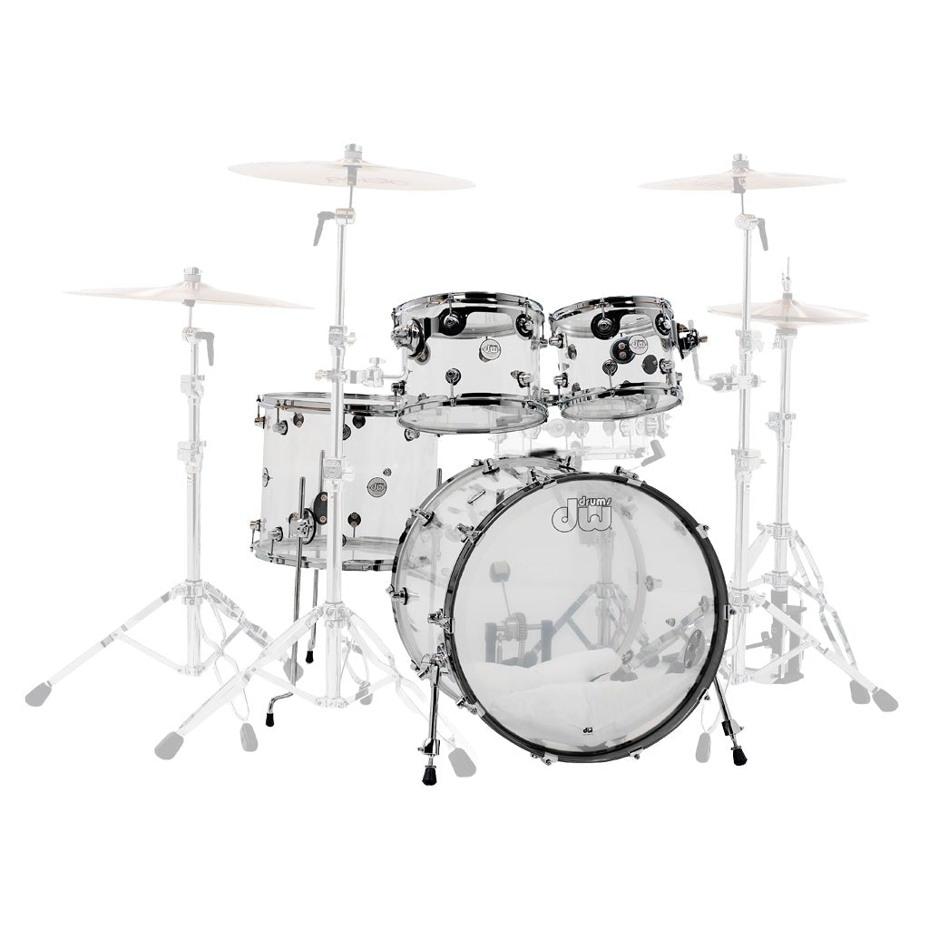 DW Design Series 4-piece Shell Pack - Clear Acrylic Acoustic Drums Sky Music