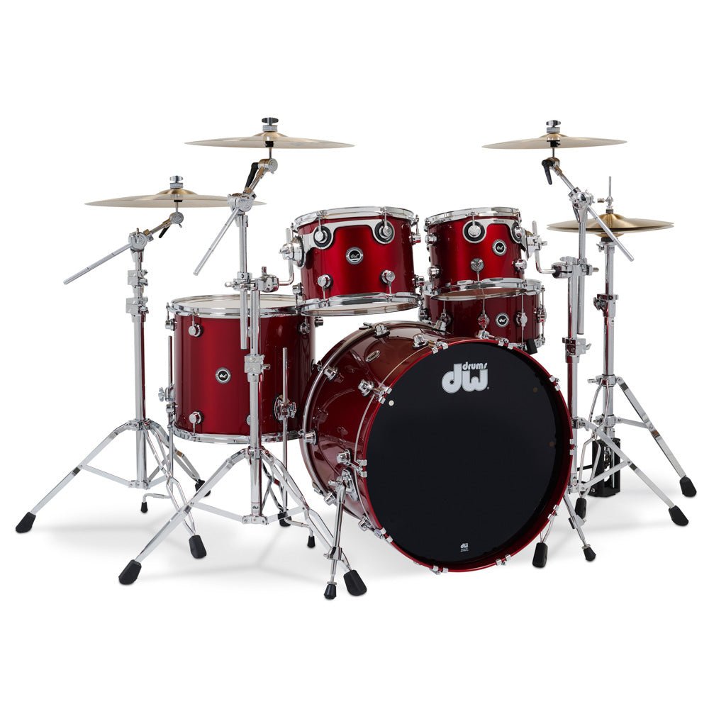 DW DWe 5-Piece Complete Bundle Kit - Black Cherry Metallic Acoustic Drums Sky Music