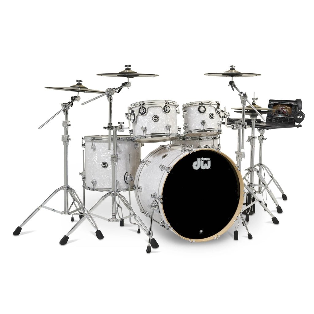 DW DWe 5-Piece Complete Bundle Kit - Black Galaxy Acoustic Drums Sky Music