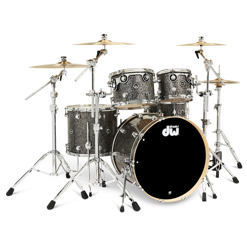 DW DWe 5-Piece Complete Bundle Kit - Black Galaxy Acoustic Drums Sky Music