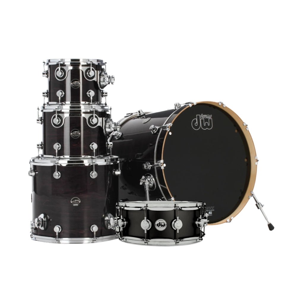DW Performance Series 5-piece Shell Pack with 22 inch Bass Drum - Ebony Stain Acoustic Drums Sky Music