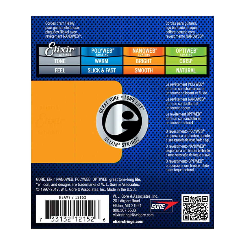 Elixir 12152 - Nano Heavy - 12-52 Guitar Strings