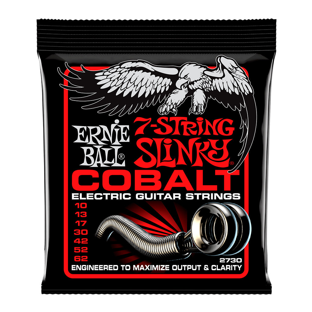 Ernie Ball 7-String Slinky Skinny Top Heavy Bottom Cobalt Electric Guitar Strings, 10-62 Gauge