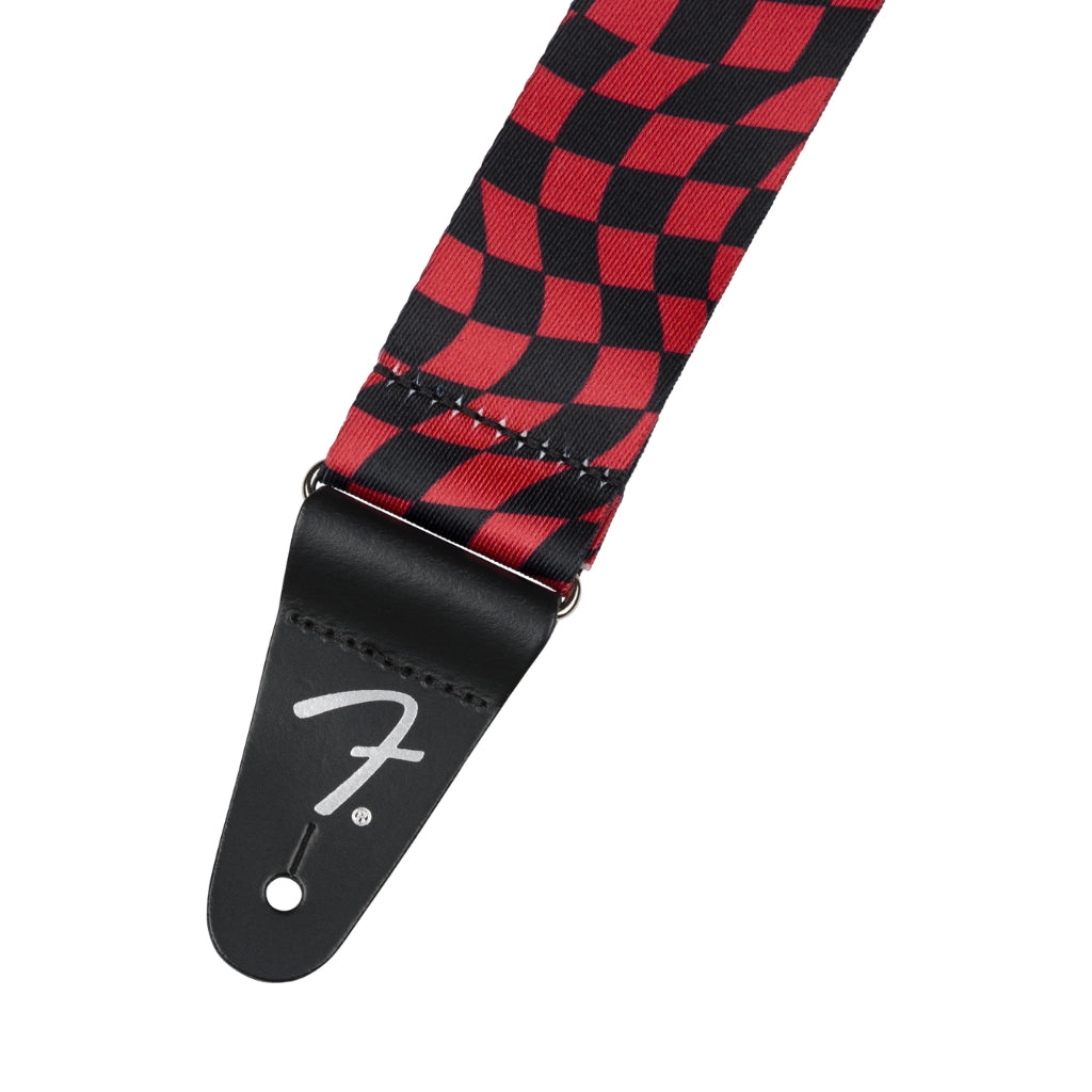 Fender - Wavy Checkerboard Guitar Strap - Red and Black, 2"