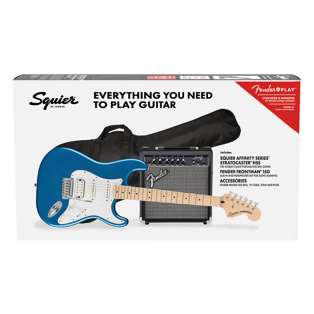 Squier Affinity Series Stratocaster HSS Pack in Lake Placid Blue
