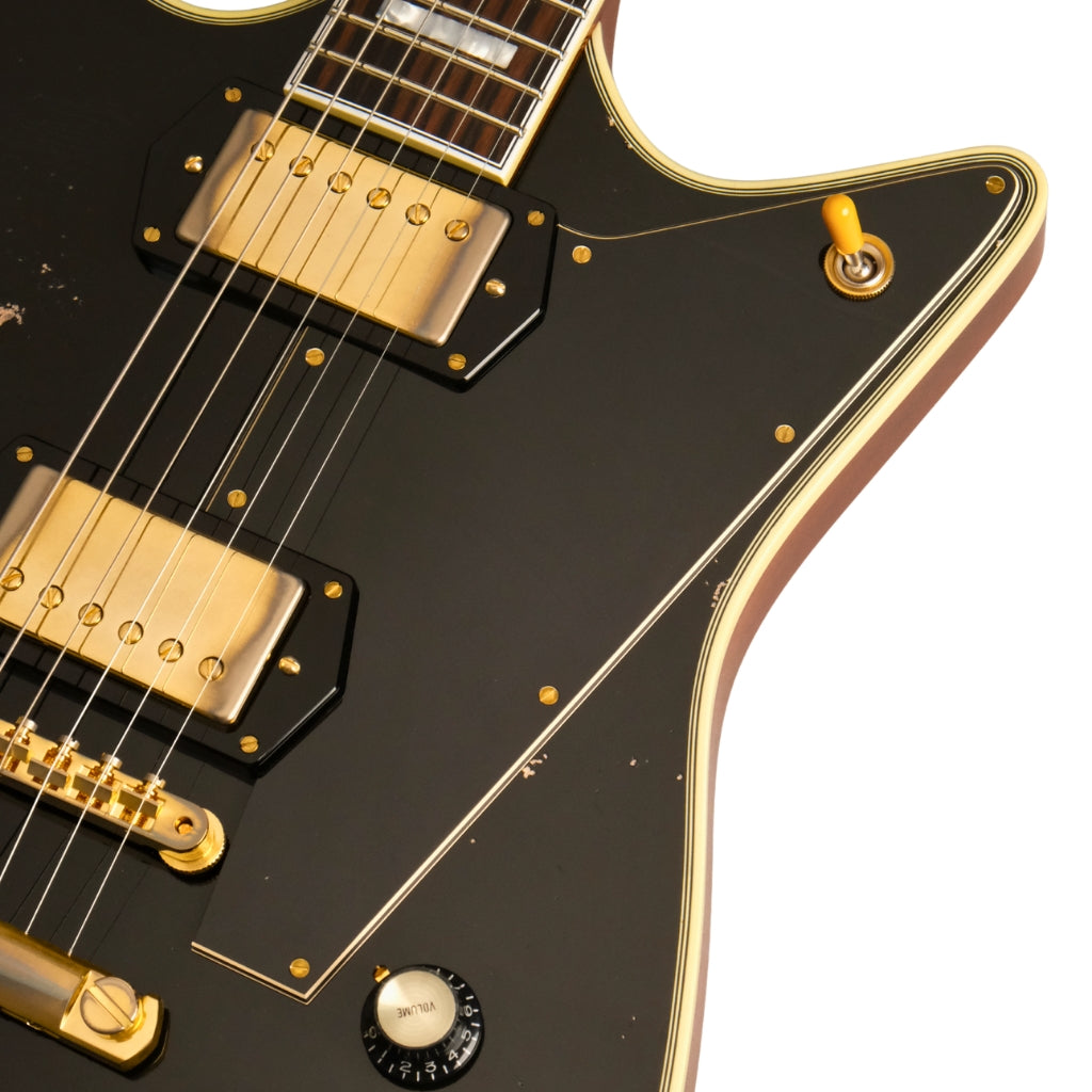 Frank Brothers - Custom Arcade One Electric Guitar - Piano Black, Heavy Aged