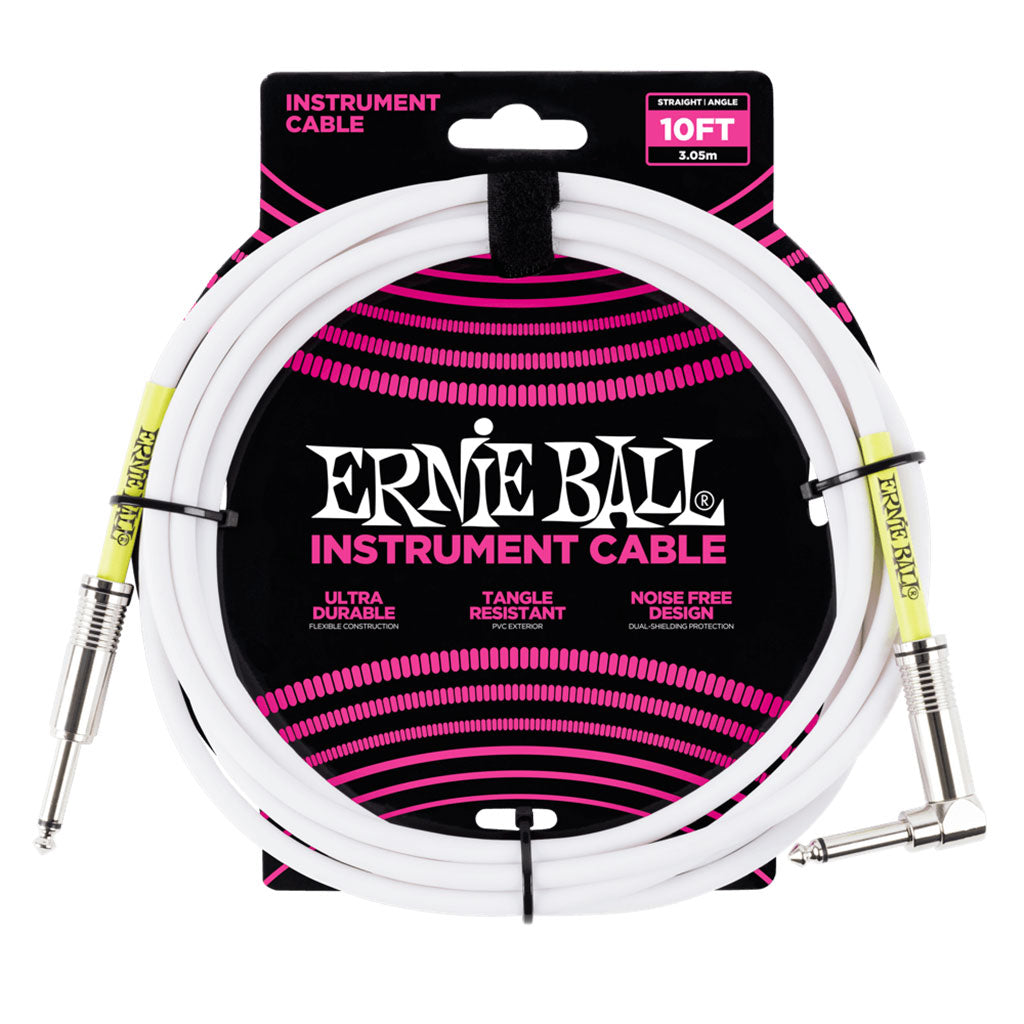 Ernie Ball E6049 10 Straight Angle Instrument Cable White Instrument Cables P06049