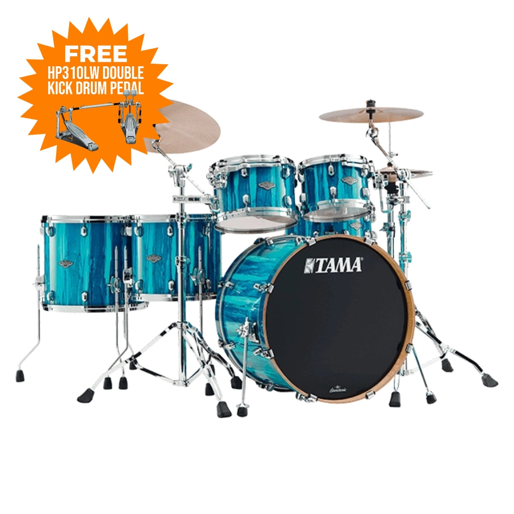 TAMA - MBS52RZS SKA Starclassic Performer 5-Piece Shell Pack - Sky Blue Aurora with FREE HP310LW Double Kick Drum Pedal