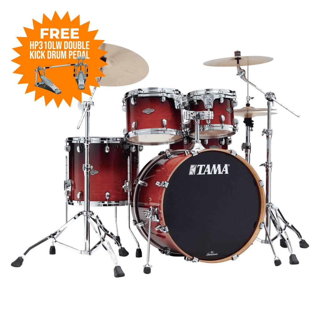 TAMA - MBS42S DCF Starclassic Performer 4-Piece Shell Pack - Dark Cherry Fade with FREE HP310LW Double Kick Drum Pedal
