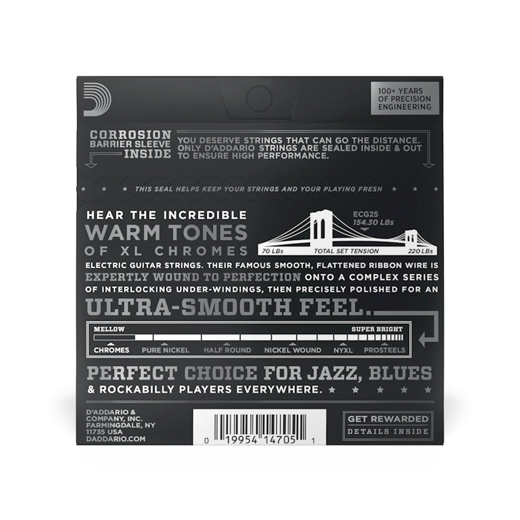 D'Addario - ECG25 Chrome Jazz Light 12 52 Flat Wound - Electric Guitar Strings