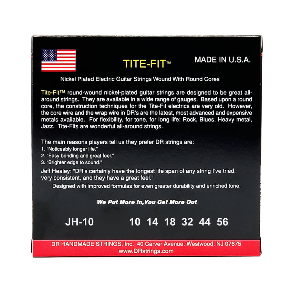 DR - TITE-FIT Compression Wound Electric Guitar Strings - Jeff Healey 10-56