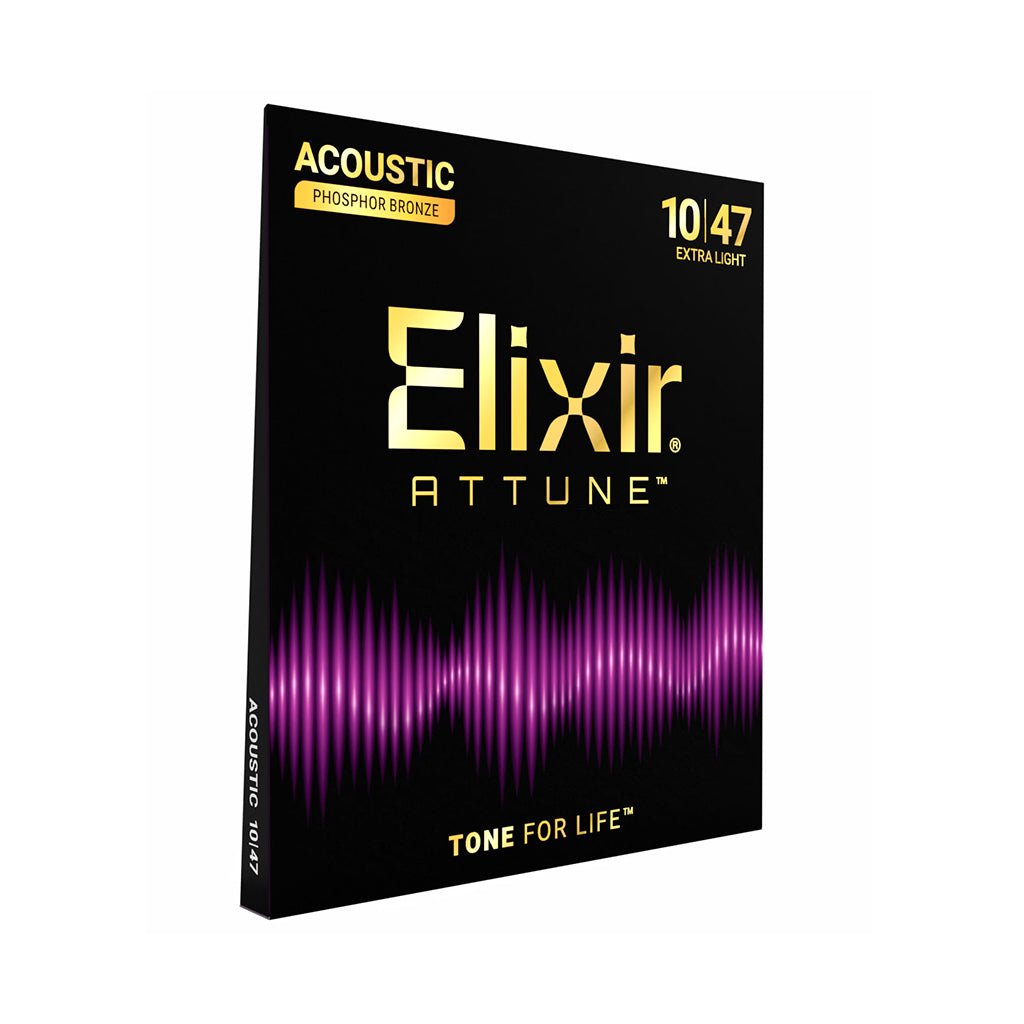 Elixir Attune Phosphor Bronze 10-47 Acoustic Guitar Strings - Extra Light Fretted Instrument Strings Sky Music