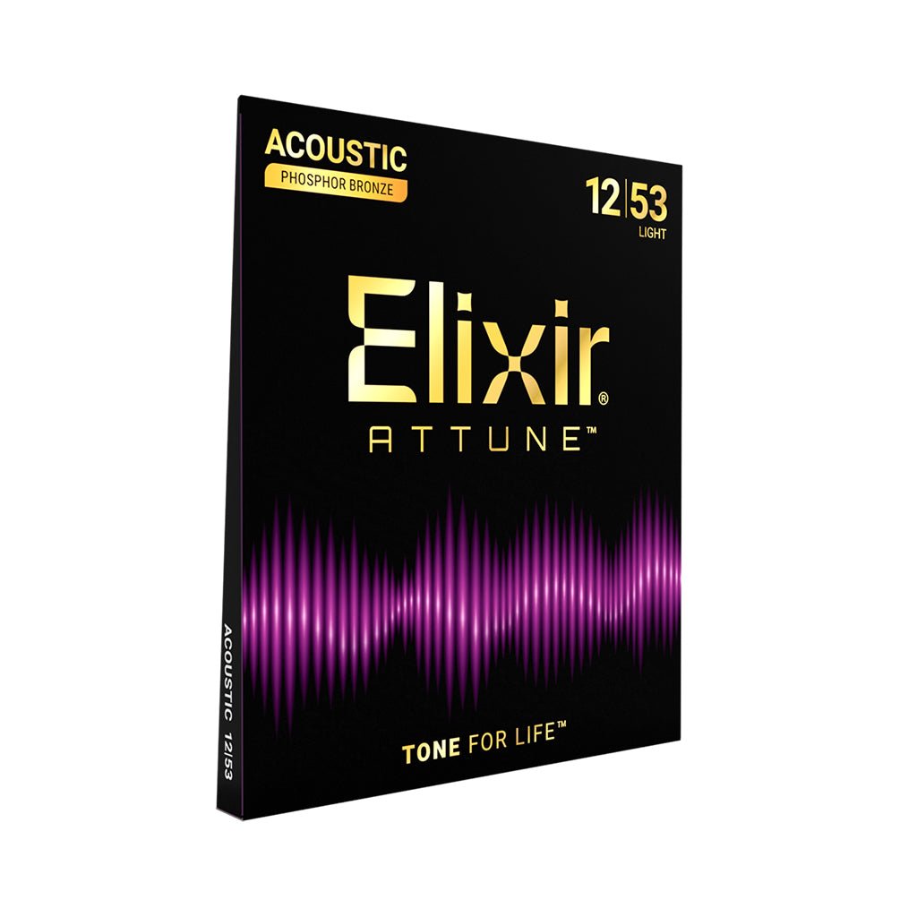 Elixir Attune Phosphor Bronze 12-53 Acoustic Guitar Strings - Light Fretted Instrument Strings Sky Music