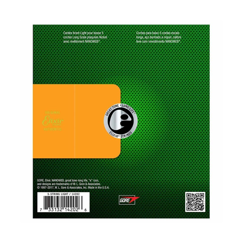Elixir Nanoweb 5 String Bass Light Long Scale 45 to 130 Fretted Instrument Strings Sky Music
