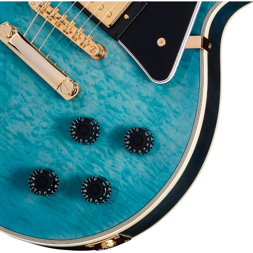Epiphone Les Paul Custom Quilt Electric Guitar - Ocean Blue Electric Guitars Sky Music
