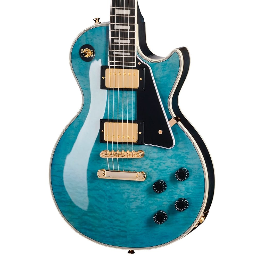 Epiphone Les Paul Custom Quilt Electric Guitar - Ocean Blue Electric Guitars Sky Music