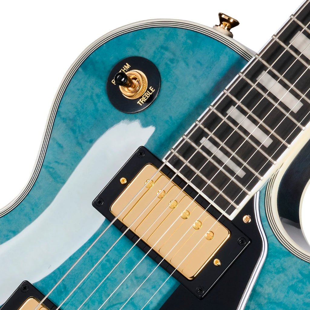 Epiphone Les Paul Custom Quilt Electric Guitar - Ocean Blue Electric Guitars Sky Music