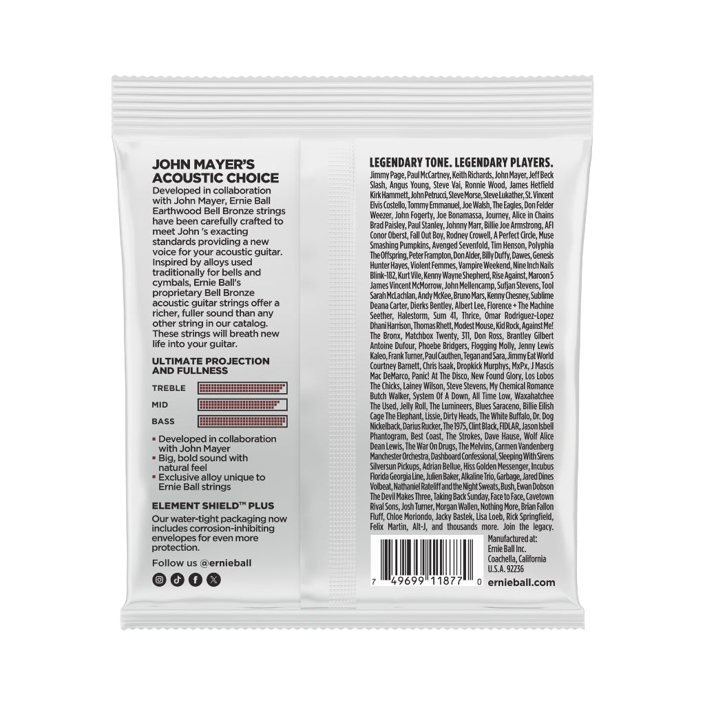 Ernie Ball 2346 Earthwood Bell Bronze Acoustic Guitar Strings - .012-.054 Medium Light Guitar Strings Sky Music