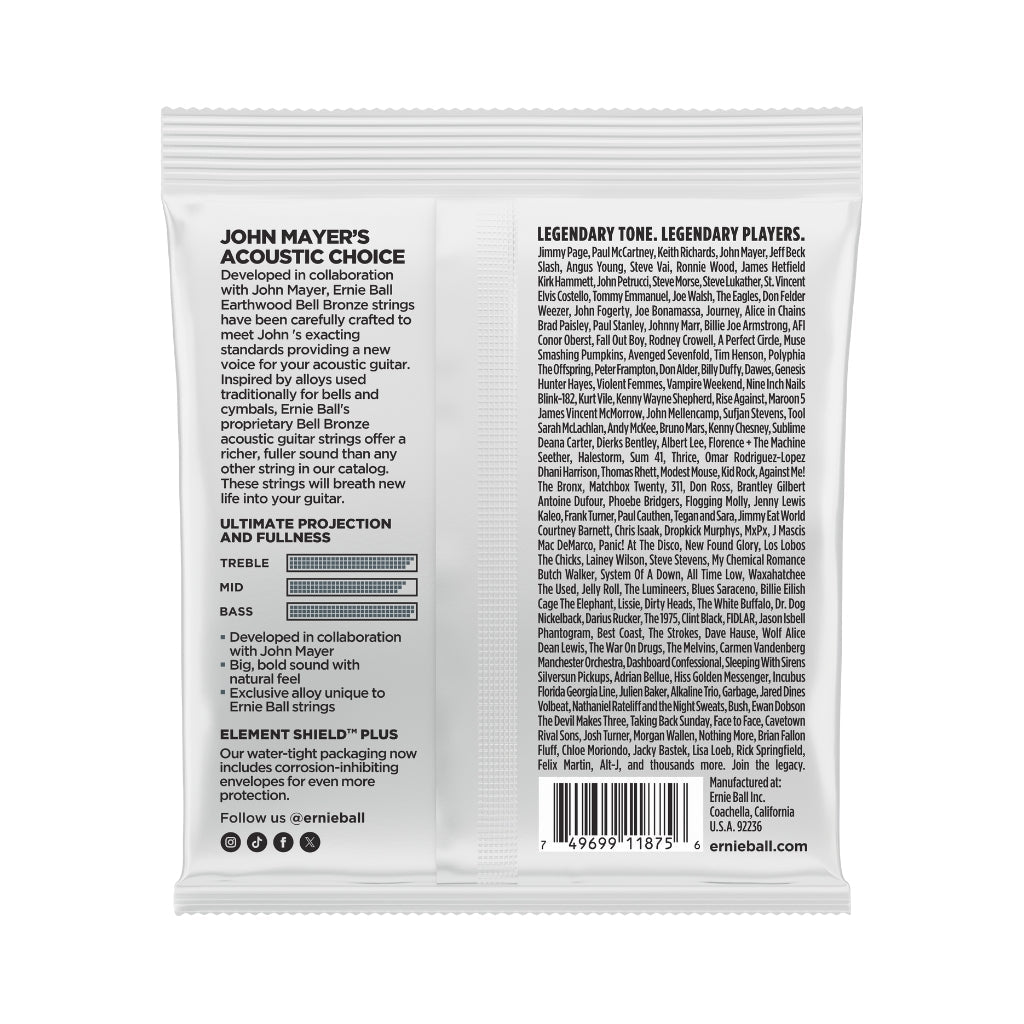 Ernie Ball 2348 Earthwood Bell Bronze Acoustic Guitar Strings - .011-.052 Light Guitar Strings Sky Music