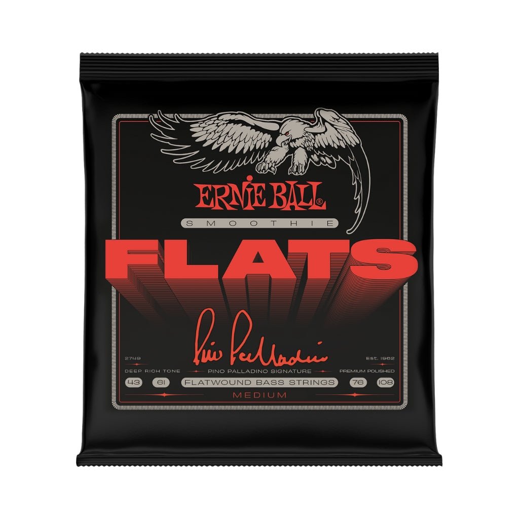 Ernie Ball 2749 Pino Palladino Smoothie Flats Electric Bass Guitar Strings - .043-.108 Medium Bass Strings Sky Music