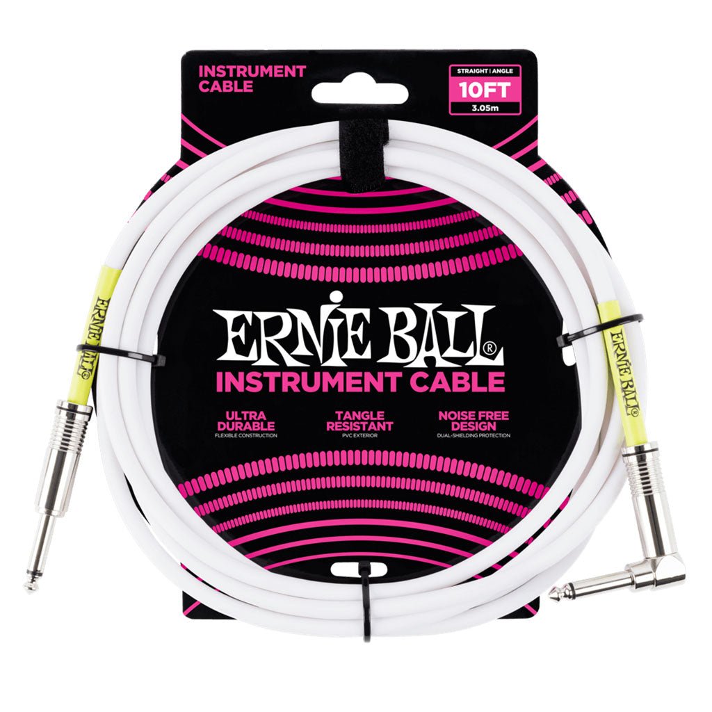 Ernie Ball 3 MetersStraight / Angle Instrument Cable, White Instrument Cables Sky Music