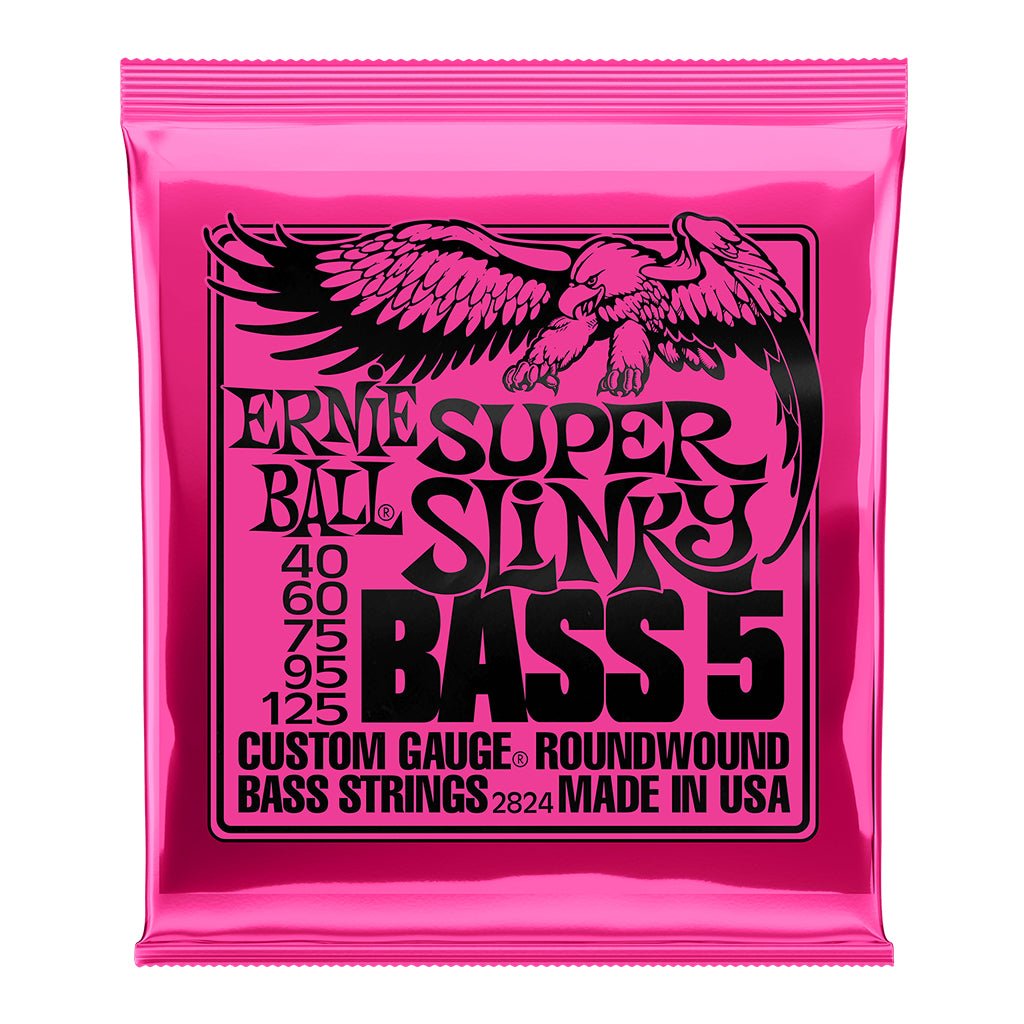 Ernie Ball 5-String Super Slinky Nickel Wound Bass Set, .040 - .125 Fretted Instrument Strings Sky Music