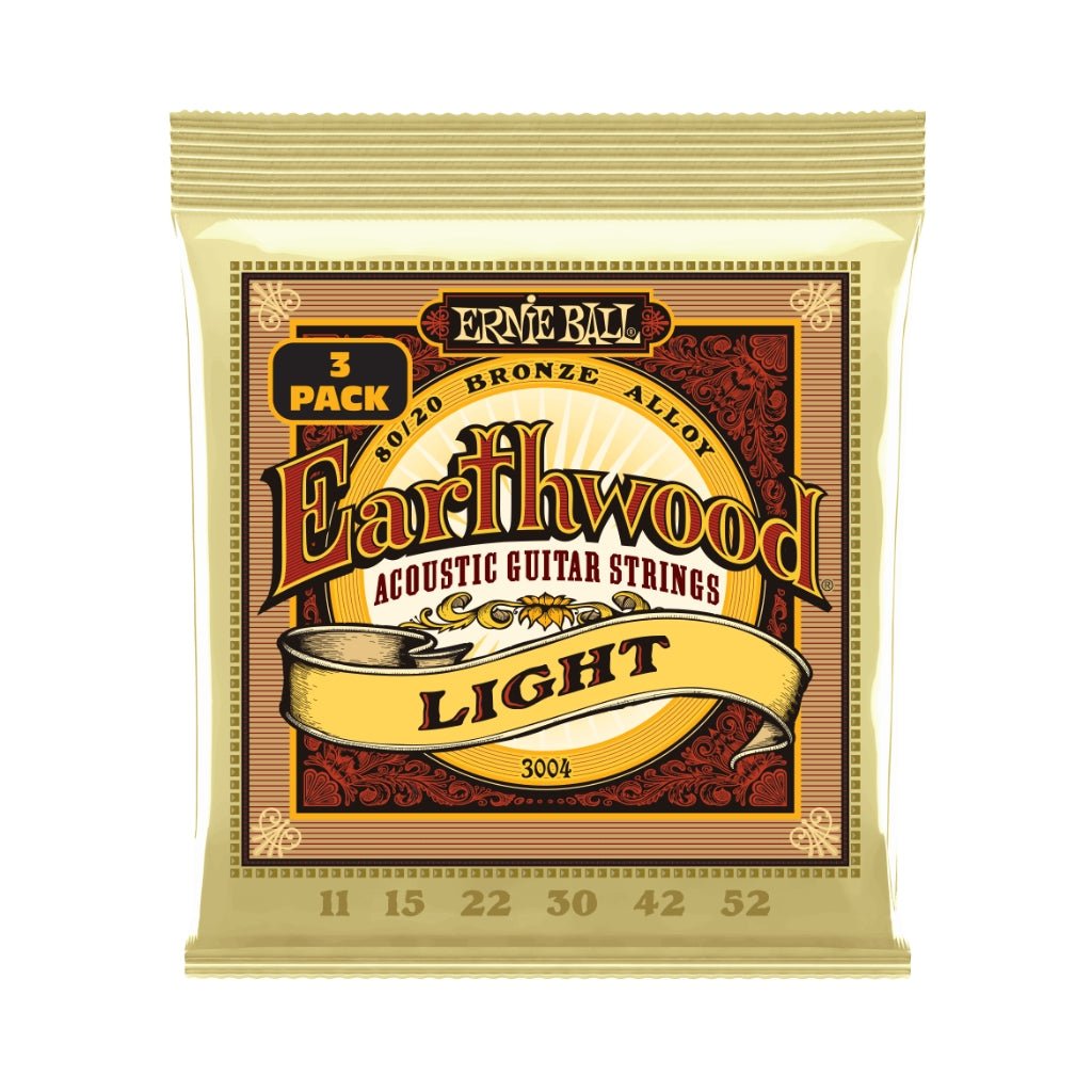 Ernie Ball Earthwood Light 8020 Bronze Acoustic 11-52 Guitar Strings - 3 Pack Fretted Instrument Strings Sky Music