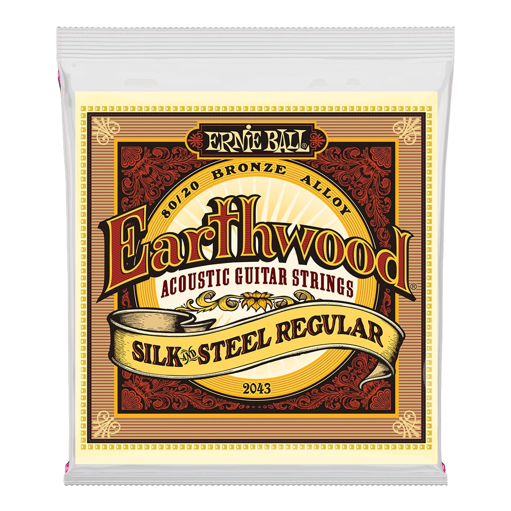Ernie Ball Earthwood Silk and Steel Regular 80/20 Bronze Acoustic Guitar String, 13-56 Gauge Guitar Strings Sky Music