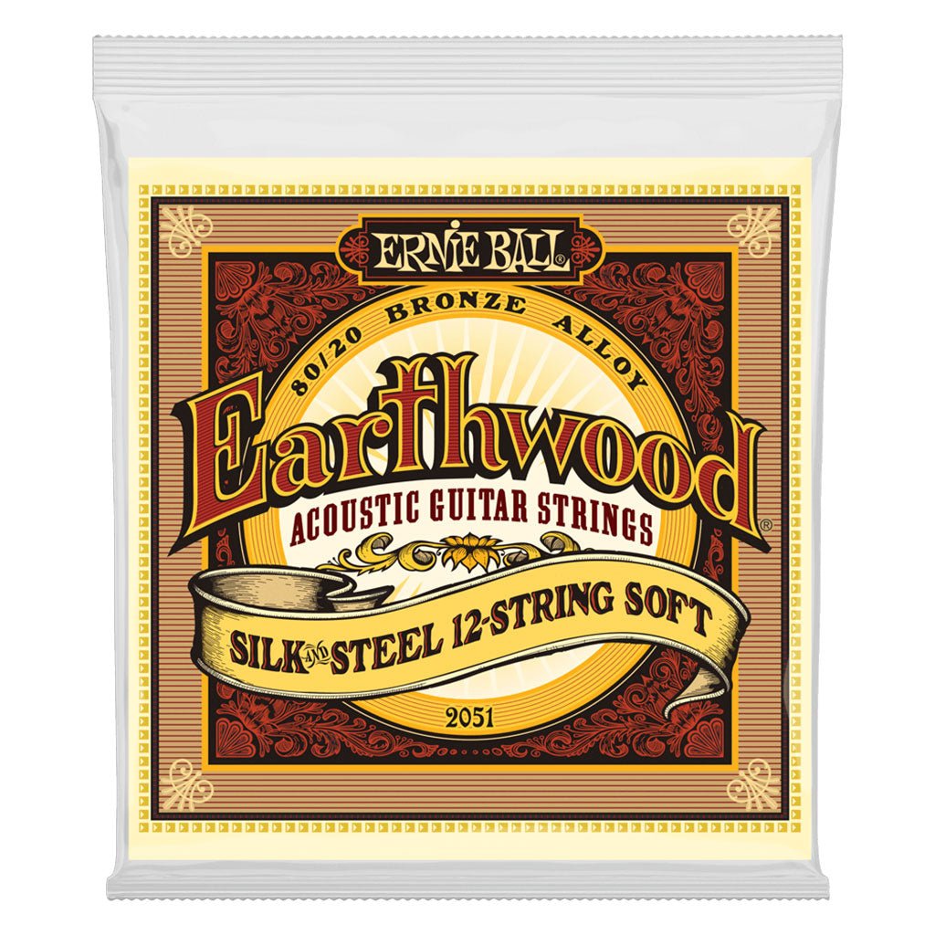 Ernie Ball Earthwood Silk and Steel Soft 12-String 80/20 Bronze Acoustic Guitar String, 9-46 Gauge Guitar Strings Sky Music