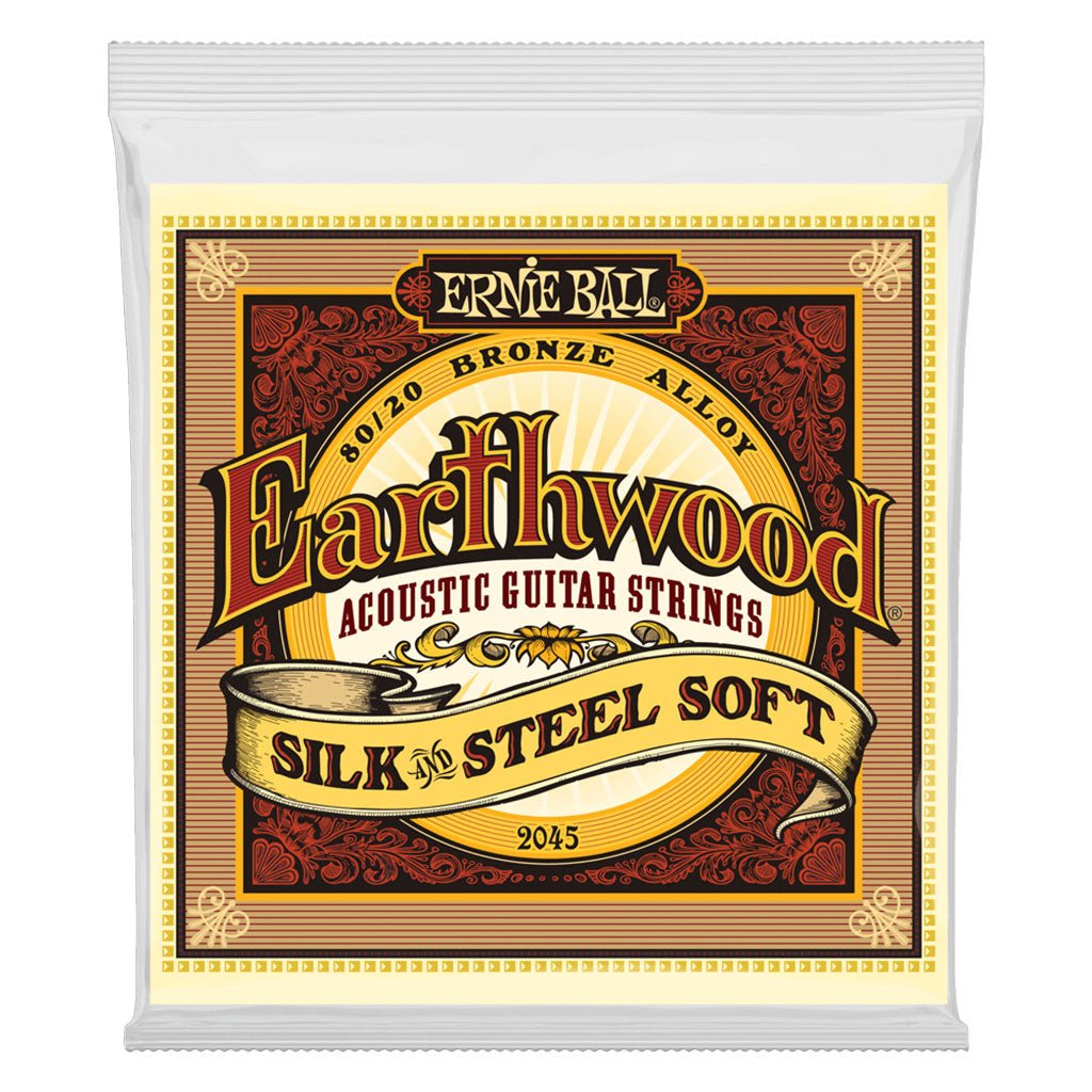 Ernie Ball Earthwood Silk &amp; Steel Soft 80/20 Bronze Acoustic Guitar Strings - 11-52 Gauge Guitar Strings Sky Music
