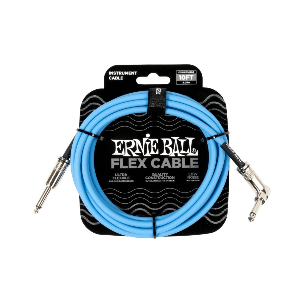 Ernie Ball Flex Instrument Cable - Blue, 10 feet Guitar Cables Sky Music