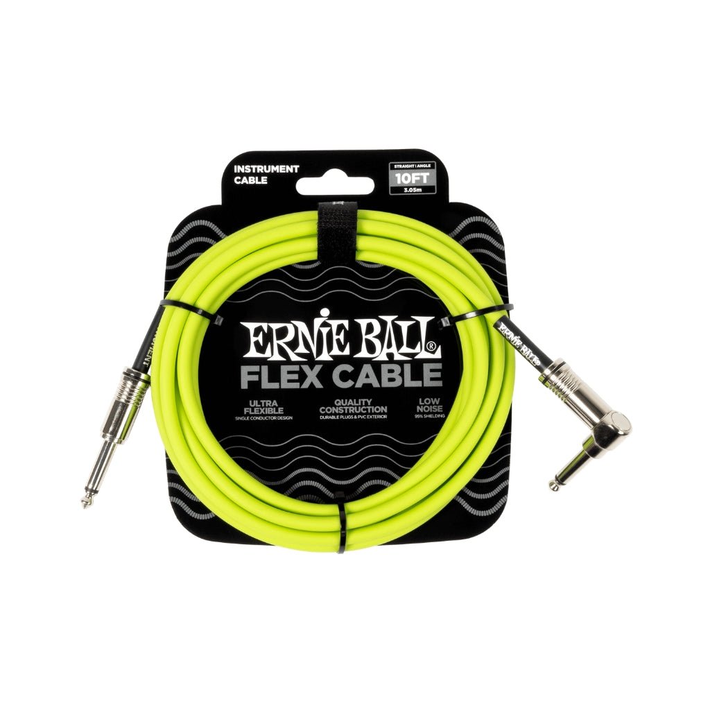 Ernie Ball Flex Instrument Cable - Green, 10 feet Guitar Cables Sky Music