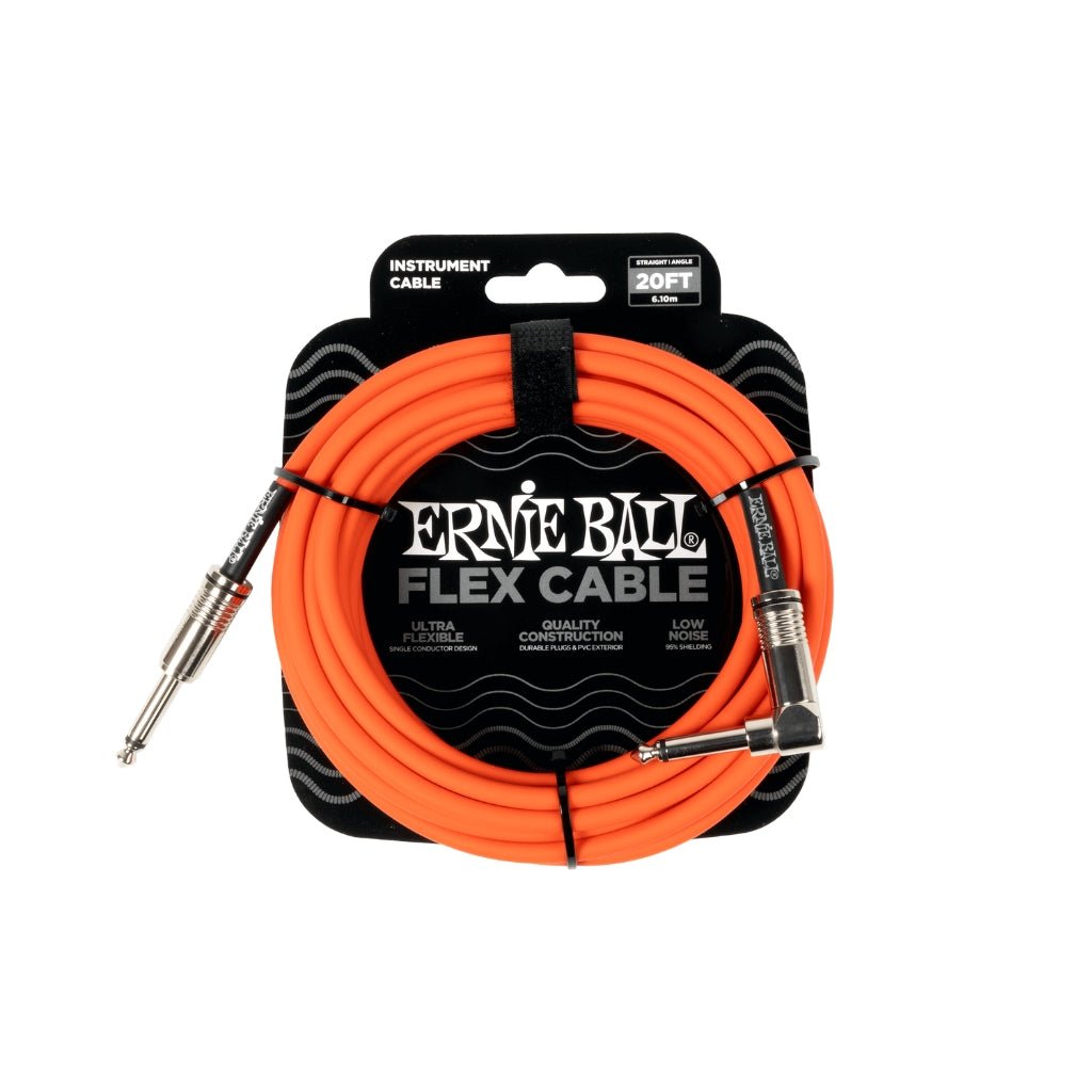 Ernie Ball Flex Instrument Cable - Orange, 20 feet Guitar Cables Sky Music