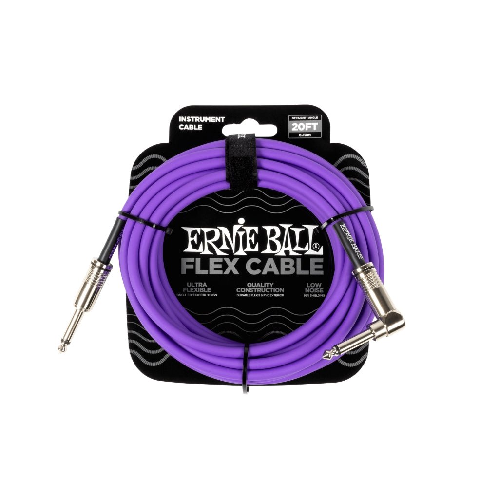 Ernie Ball Flex Instrument Cable - Purple, 20 feet Guitar Cables Sky Music