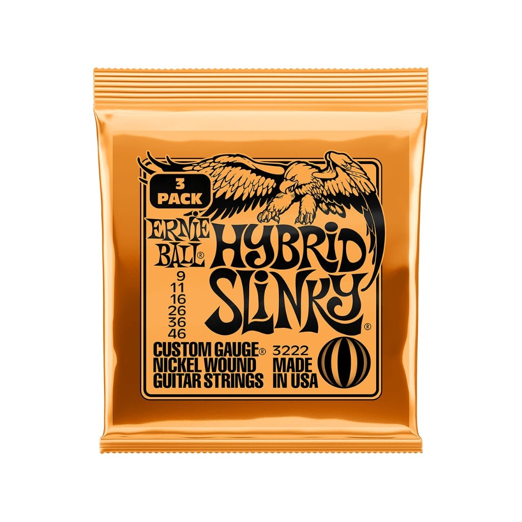 Ernie Ball Hybrid Slinky Nickel Wound 9-46 Electric Guitar Strings - 3 Pack Fretted Instrument Strings Sky Music